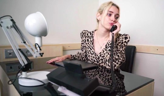 Russian blonde in the office does not refuse spanking with her boss 
