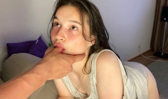 The girl licked the guys fingers and gave him a deep blowjob 
