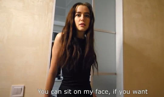 Slim girl with long hair fucks a guy in the first person 