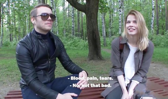 A pickup artist flirts with a stranger in the park and fucks her in a hotel 