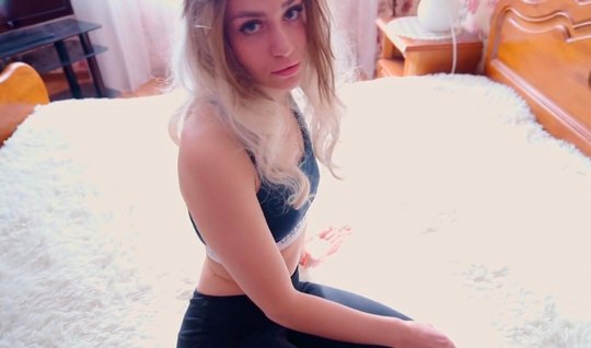 The guy fucks a blonde in her mouth and pussy, filming homemade porn 