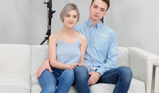 A young Russian couple fucks great at a porn casting 