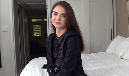 Young beauty on casting allows itself to fuck in the pose doggie style 