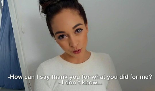Cute brunette refuses porn in the first person 