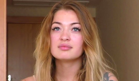 Tattooed blonde gets banged hard at a porn casting 
