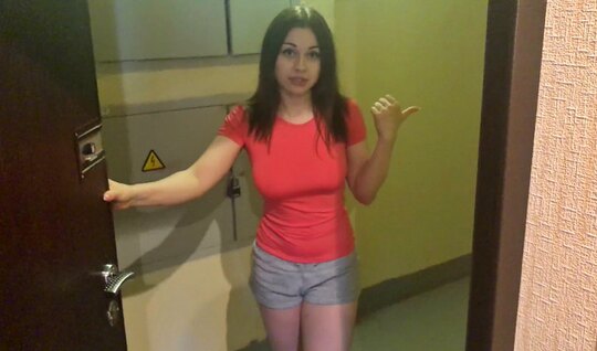 Russian chick just like a neighbor gave a blowjob to a guy 