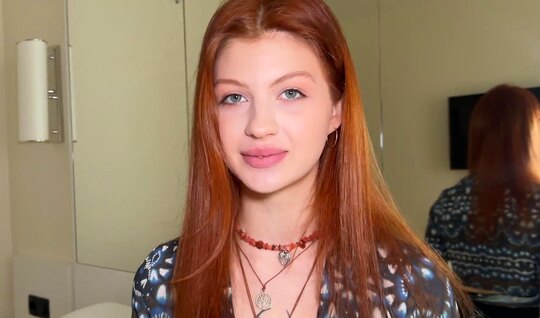 Red-haired Russian neighbor tried dick with pleasure 