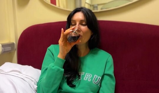 Russian milf drank a li*** and immediately grabbed the hot dick 