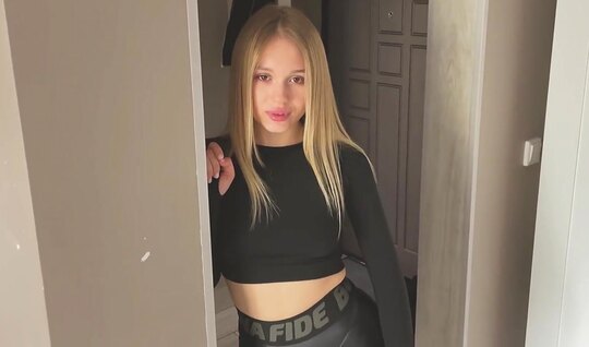 The young Russian girl in leggings is ready for debauchery 