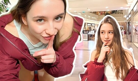 Young bitch is ready to suck and fuck even in the store 