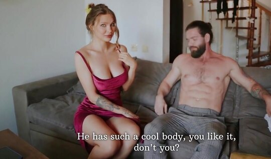 Russian woman brazenly cheats on his boyfriend with a bearded man 