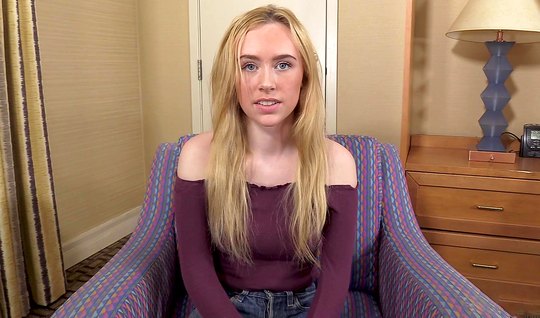 Young goes anal casting in hotel room and stretches the toy a thick point before taking a cock 