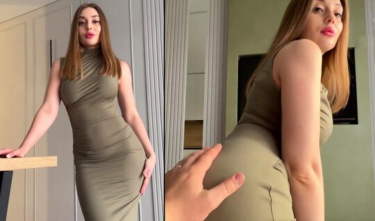 ⁣Russian bitch in a gorgeous dress wants to suck and fuck 
