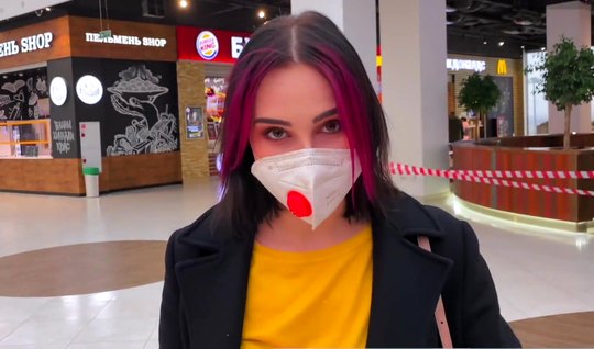 Russian girl in public is ready not only to kneel but also to suck cock 