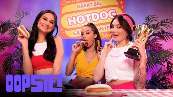 Oopsie! | Hot Dong Eating Contest (Alexis Tae, Charlotte Sins, Eliza Ibarra) 
