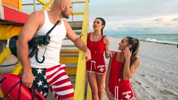 Brazzers | Horny Lifeguards Share A Cock (Kylie Rocket, Jmac, Mackenzie Mace) 