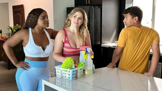 Moms Bang Teens | MILF Makes College Shower Threesome (Ny Ny Lew, Max Fills, Riley Reign) 