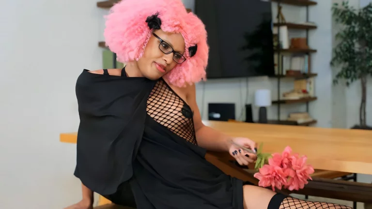 Pink Hair TS Lotus Plays With Her Hard Dick 