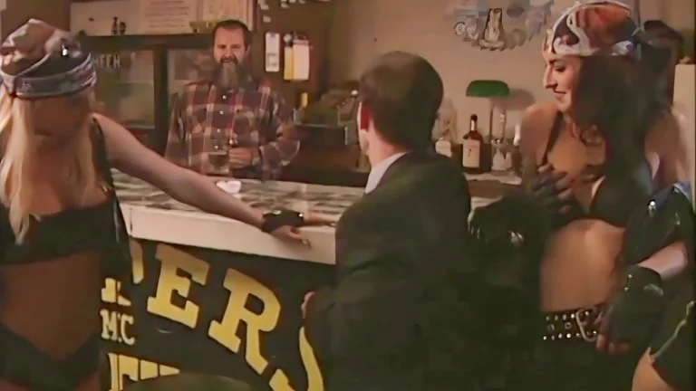 Two Horny Bikers Grope And Lick Each Other In Garage 