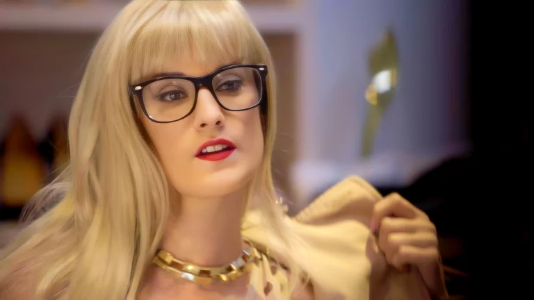 Babe In A Blonde Wig And Glasses Claire Castel Rides A Hard Cock 