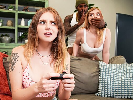 ⁣Redhead Te*** Take Big Black Cock. Stepsisters and Their New Neighbor 