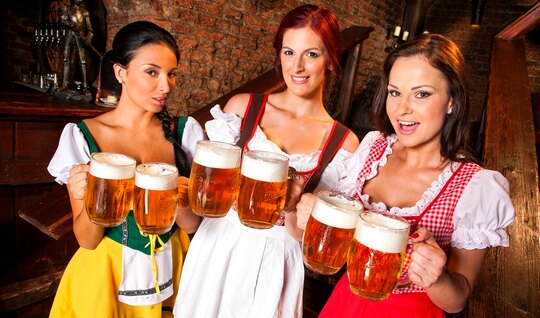 The guys had a hot orgy with busty chicks in a bar 