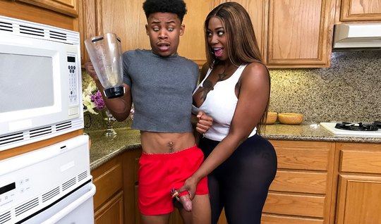 A fat mother with big milkings knows what her stepson needs 