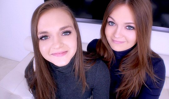 Charming sisters give a blowjob to their mutual friend 