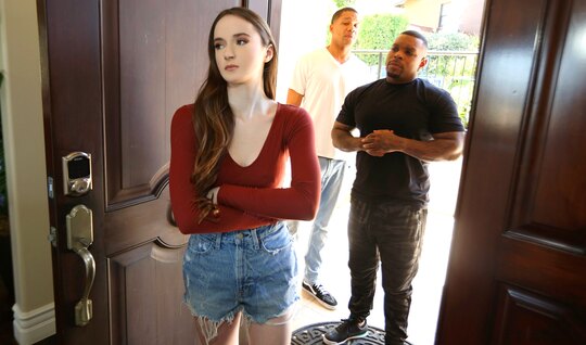 Two black men with big dicks gave pleasure to one chick 
