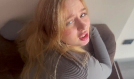 A young blonde stood doggy style in front of her boyfriend 