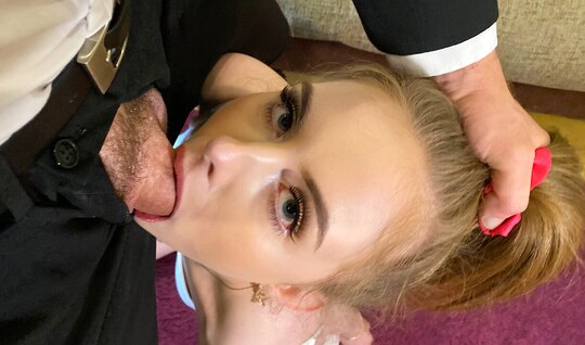 Skinny prostitute had hard sex with men 