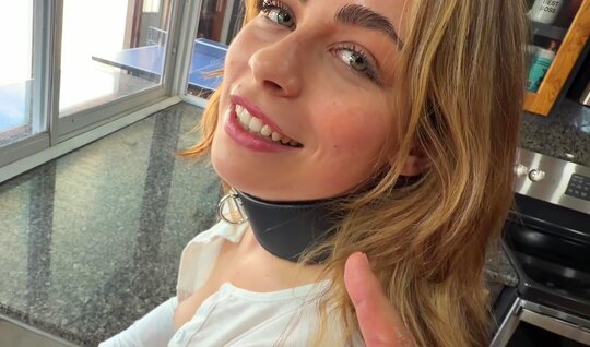 A girl with a collar fucks cool in homemade porn 