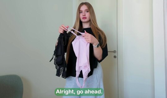 ⁣Russian busty young lady agreed to a depraved home sex show