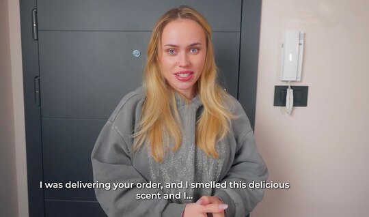 ⁣A blonde chick with big milkings did not refuse the new owner of the house sex in the first person 
