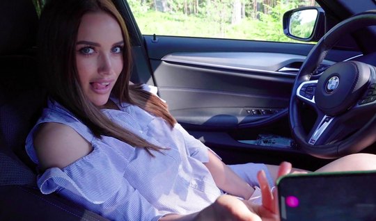 Russian girl showed masturbation in the car, and had sex with a guy in nature 