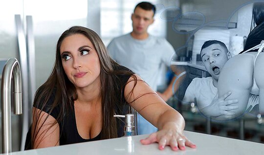 Mom with a fat ass skillfully moves on a young dick 