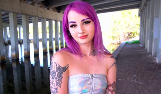 A bright girl is ready to suck a big dick even in public 