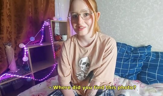 A thin red-haired girl let her friend touch small tits 
